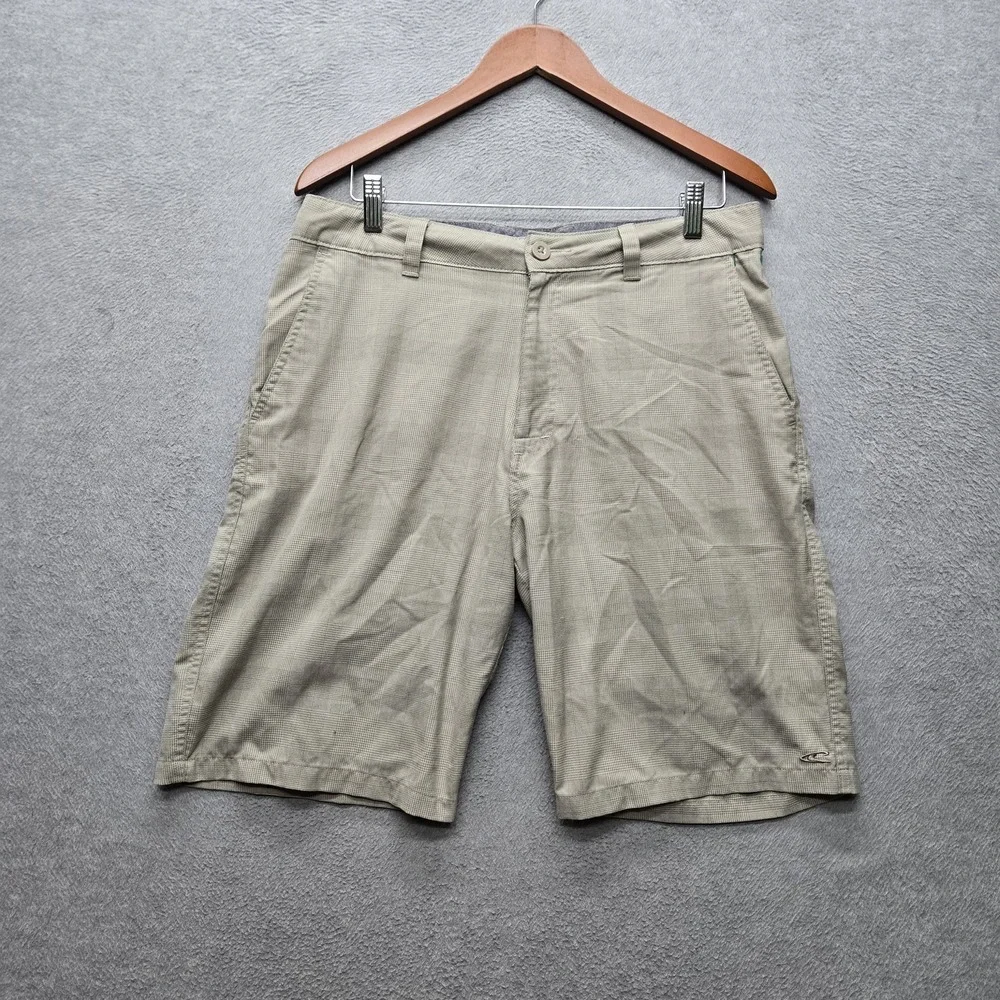 O'Neill Men Shorts 32 Khaki Embroidered Plaid Chino Button 10